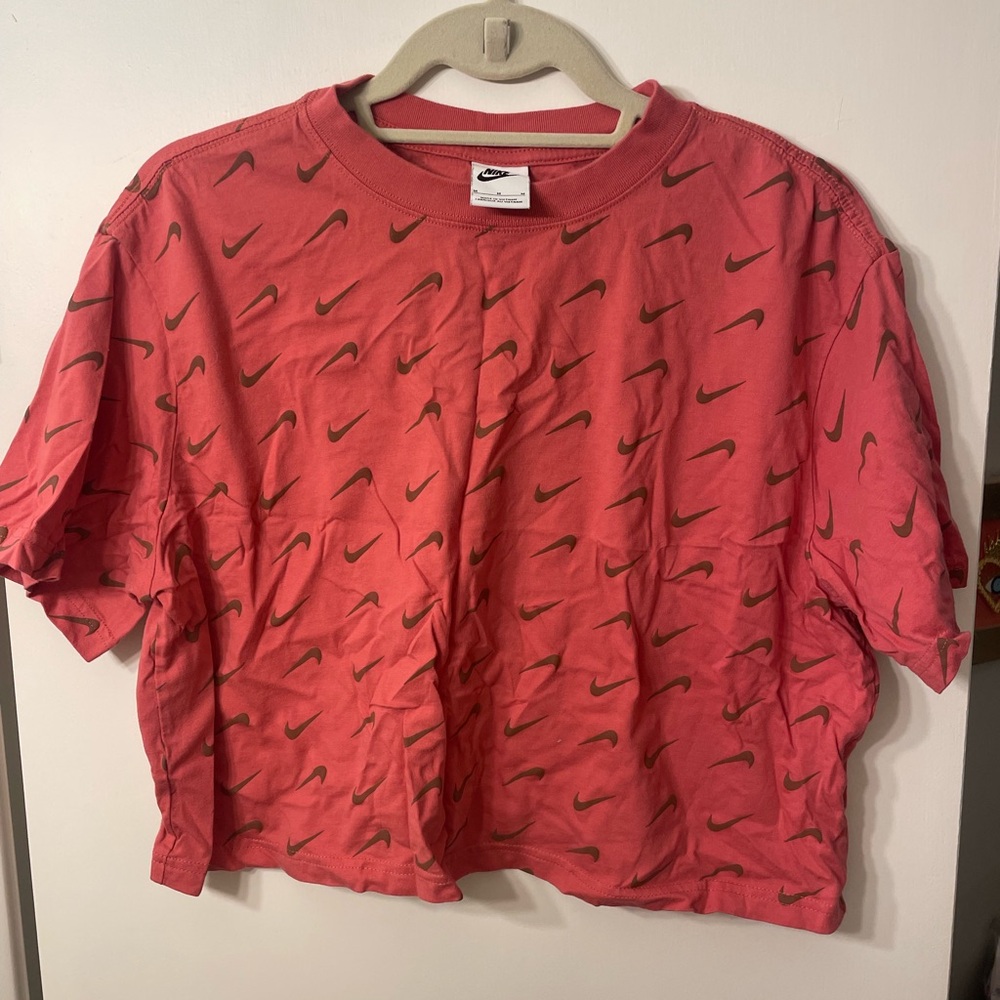 Nike Pink Allover Swoosh Short Sleeve Tee